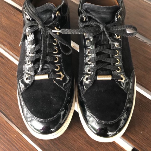 Jimmy Choo Black Miami Women Suede/ Patent Sneakers - Picture 4 of 9